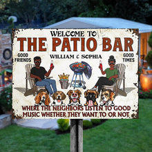 Patio Grilling Listen To The Good Music Couple Husband Wife Dog Lovers - Backyard Sign - Personalized Custom Classic Metal Signs-CUSTOMOMO
