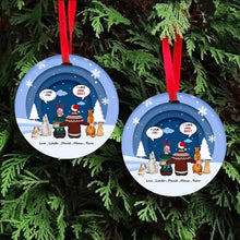 Personalized Ceramic Ornament, Christmas Couple Sitting Together Conversation, Gift For Couple, Husband, Wife, Dog Lovers