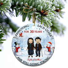 Old Couple Annoying Each Other - Christmas Gift For Couple - Personalized Custom Circle Ceramic Ornament
