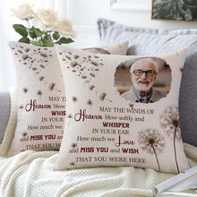 Custom Photo May The Winds Of Heaven Blow Softly - Memorial Pillow - Memorial Gifts For Loss Personalized Custom Pillow