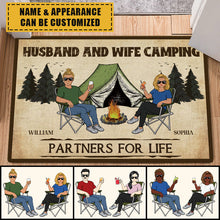 Camping Partners For Life Husband Wife Camping Couple - Personalized Custom Doormat