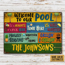 Personalized Swimming Pool Welcome To Our Custom Classic Metal Signs-CUSTOMOMO