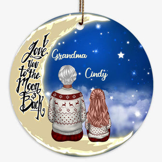 Grandma Grandkids On Moon Personalized Circle Ornament