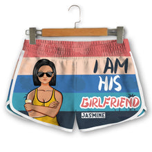 This Guy Has A Hot Girlfriend - Couple Beach Shorts - Gift For Couple Personalized Custom Couple Beach Shorts