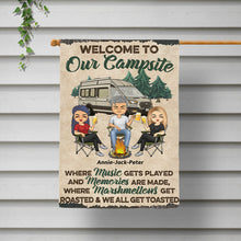 Welcome to Our Campsite Camper - Gift For Camping Friends - Personalized Custom Flag