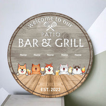 Patio Bar & Grill Welcome Door Signs, Gifts For Pet Lovers, Couple Of Spatula Custom Wooden Signs
