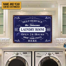 Self-Service Laundry Room Sign - Personalized Custom Classic Metal Signs