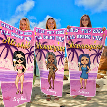 Girls' Trip I'll Bring The Alibi Beaches Swimming Picnic Vacation Traveling - Birthday, Funny Gift For Her, Besties, Family - Personalized Custom Beach Towel