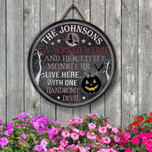 Wicked Witch Monsters And Devil Hanging Halloween Custom Wood Circle Signs, Wall Art, Decorative Wood Sign, Halloween Decor