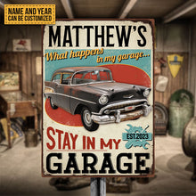 What Happens In My Garage Stays In My Garage - Garage Metal Signs - Personalized Custom Classic Metal Signs