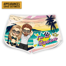 I Am Her King - Personalized Couple Beach Shorts - Matching Swimsuits For Couples - Gift For Couples, Husband Wife