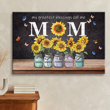 My Greatest Blessings Call Me Mom Gift For Mother Personalized Custom Framed Canvas Wall Art