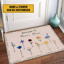 Welcome To Nana's House - Watercolor Flower Doormat - Gift For Garden Lovers Personalized Custom Doormat