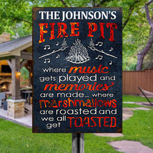 Personalized Camping Fire Pit Get Toasted Color Customized Classic Metal Signs (black)