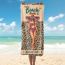 Personalized Beach Towel - Bunned And Tipsy - Custom Beach Towel For Besties, Family, Lovers