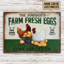 Personalized Chicken Farm Fresh Eggs Green Customized Classic Metal Signs-CUSTOMOMO