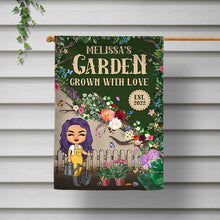 Chibi Girl Garden Grown With Love - Gift For Gardeners - Personalized Custom Flag