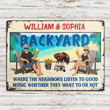 Family Couple Beach House Listen To Good Music - Personalized Custom Classic Metal Signs-CUSTOMOMO