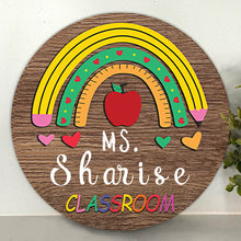 Teacher Welcome Sign, Teacher Door Sign, Teacher Name Sign, Rainbow Wall Hanging, Teacher Gift, Front Door Decor, Wood Sign, Back To School