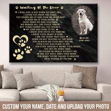 Custom Photo I'll Be Waiting At The Door Dog Poem Cute Dog Black Background Personalized Dog Memorial Gift For Dog Lovers - Personalized Custom Canvas Wall Art