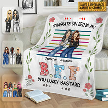 Congrats On Being My Bestie - Bestie Blanket - Gifts For Her Personalized Custom Fleece Flannel Blanket