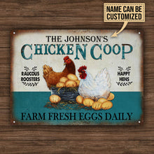 Personalized Chicken Fresh Eggs Daily Turquoise Customized Classic Metal Signs-CUSTOMOMO