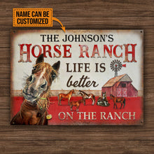 Personalized Horse Ranch Life Better Customized Classic Metal Signs-CUSTOMOMO