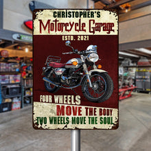 Motorcycle Metal SignGarage Sign - Auto Mechanic Garage Four Wheels Customized Classic Metal Signs