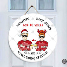 Christmas Annoying Each Other - Gift For Couples - Personalized Custom Door Sign