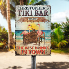Personalized Tiki Bar Flamingo Best Drinks Customized Classic Metal Signs-CUSTOMOMO