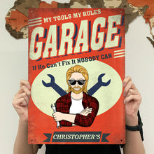 Garage Sign - My Tools My Rules - Auto Mechanic Garage Gift For Dad And Grandpa Personalized Custom Classic Metal Signs