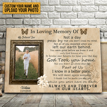 In Loving Memory Of My Loved Son Always And Forever In Our Hearts - Memorial Canvas - Personality Customized Canvas - Gifts For Loss Of Son