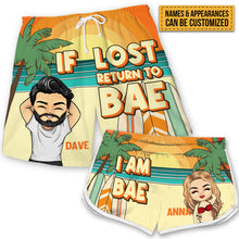 If Lost Return To Bae - Personalized Couple Beach Shorts - Matching Swimsuits For Couples - Gift For Couples, Husband Wife