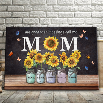 My Greatest Blessings Call Me Mom Gift For Mother Personalized Custom Framed Canvas Wall Art