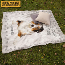 Custom Photo Life Is Better With Dog&Cat - Pet Blanket - Gifts For Pet Lovers Personalized Custom Fleece Flannel Blanket