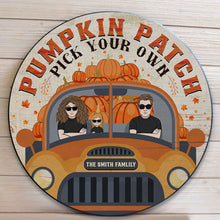 Pumpkin Patch Pick Your Own - Personalized Round Wood Sign - Fall Season, Housewarming Gift For Family, Home Decor, Fall Door Sign, Pumpkin Season, Door Hanger