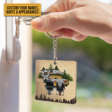 Personalized Custom Keychain Husband And Wife Camping Partners For Life - Gift For Camping Lovers
