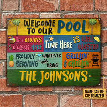 Personalized Swimming Pool Welcome To Our Custom Classic Metal Signs-CUSTOMOMO