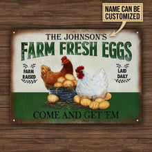 Personalized Chicken Farm Fresh Eggs Green Customized Classic Metal Signs-CUSTOMOMO