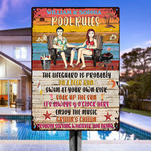 Swimming Pool Rules Couple - Pool Sign - Personalized Custom Classic Metal Signs