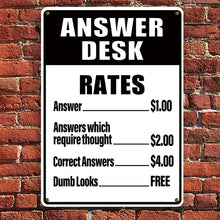 Answer Desk Rates - Gifts For Friend Personalized Custom Metal Sign Office Decor Humor