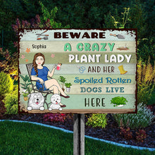 Lady And Her Spoiled Dogs In The Garden - Garden Sign - Personalized Custom Classic Metal Signs