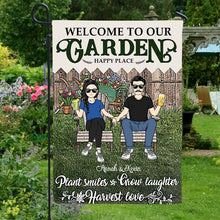 Garden Couple Plant Smiles Grow Laughter Harvest Love - Garden Decoration - Personalized Custom Flag