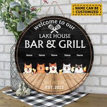Patio Bar & Grill Welcome Door Signs, Gifts For Pet Lovers, Couple Of Spatula Custom Wooden Signs