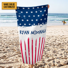 US Flag Personalized Bath Towel Personalized Name - Beach Towel - Custom Pool Towel Beach Towel