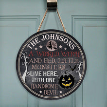 Wicked Witch Monsters And Devil Hanging Halloween Custom Wood Circle Signs, Wall Art, Decorative Wood Sign, Halloween Decor