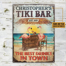 Personalized Tiki Bar Flamingo Best Drinks Customized Classic Metal Signs-CUSTOMOMO