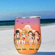 Some Girls Are Just Born With The Beach In Their Souls - Personalized Wine Tumbler - Birthday, Funny, Summer Gift For Beach Lovers , Besties, Soul Sisters, Sistas, Bff, Friends