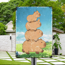 Funny Stacked Capybaras Metal Sign, Farmhouse Sign, Wall Decoration