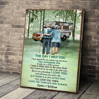 Camping Old Couple Forest The Day I Met You - Gifts Personalized Custom Framed Canvas Wall Art